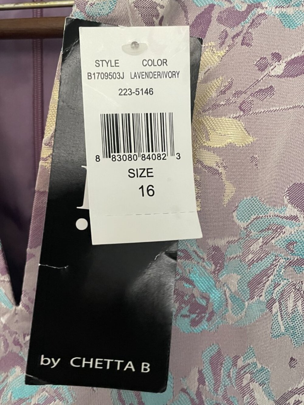 Be by Chetta B Dress Lavender Gold Pleated cocktail Formal Size 16 NWT - Picture 8 of 8